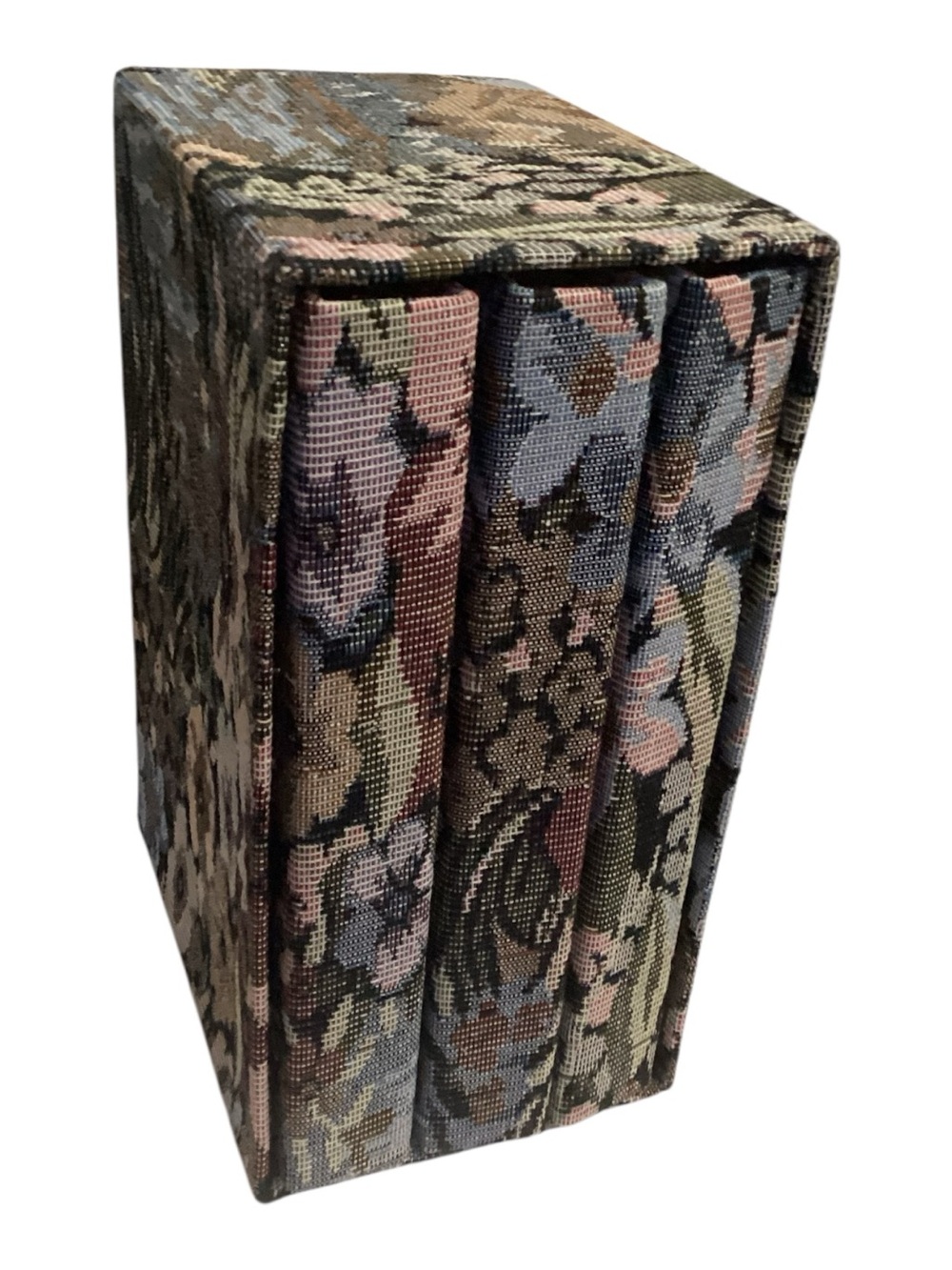 Vintage 90s Woven Tapestry Photo Album Set of 3 Floral Scenic & Storage Case